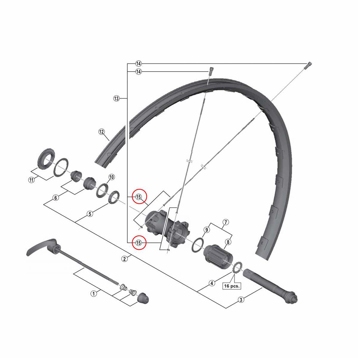 Shimano (WH-M9000) Spoke w/ Spherical Washer
